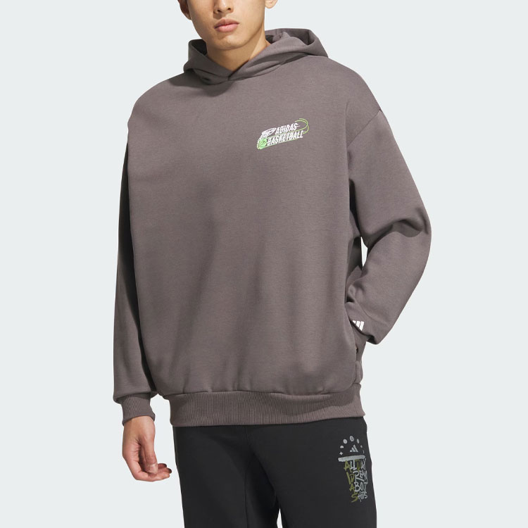 Графический баскетбольный худи свитшот unisex charcoal gray Adidas, серый — фото 4