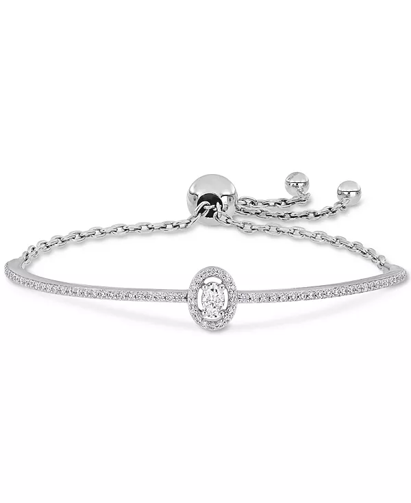 

Браслет-Боло с овальным муассанитом (3/4 карата) из стерлингового серебра, созданный в лаборатории Macy'S, moissanite