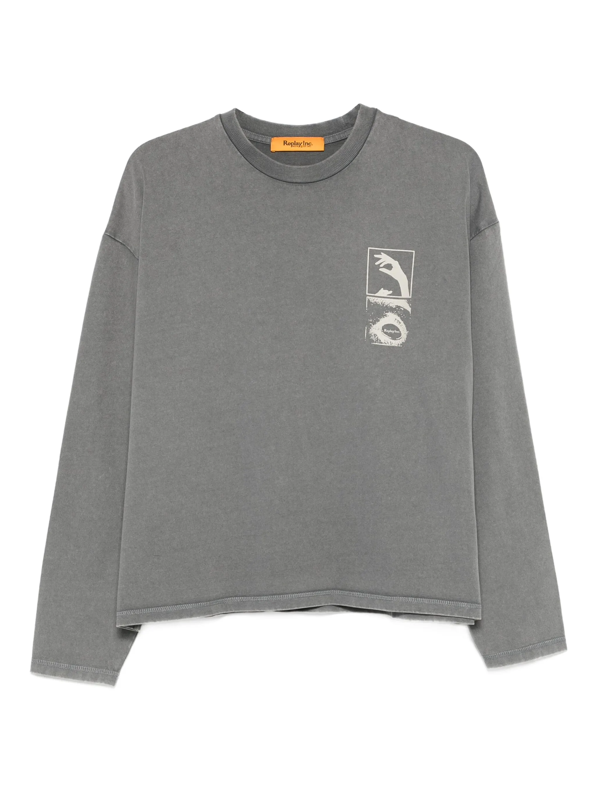 

Футболка с длинными рукавами и принтом Replay, серый