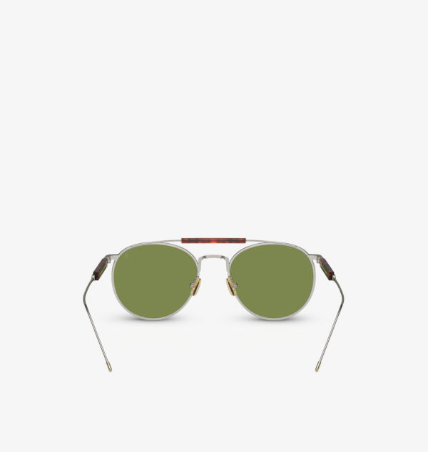 Солнцезащитные очки Bc2004St sartorial sunset в круглой оправе из титана с желтым золотом Brunello Cucinelli, серебряный — фото 4