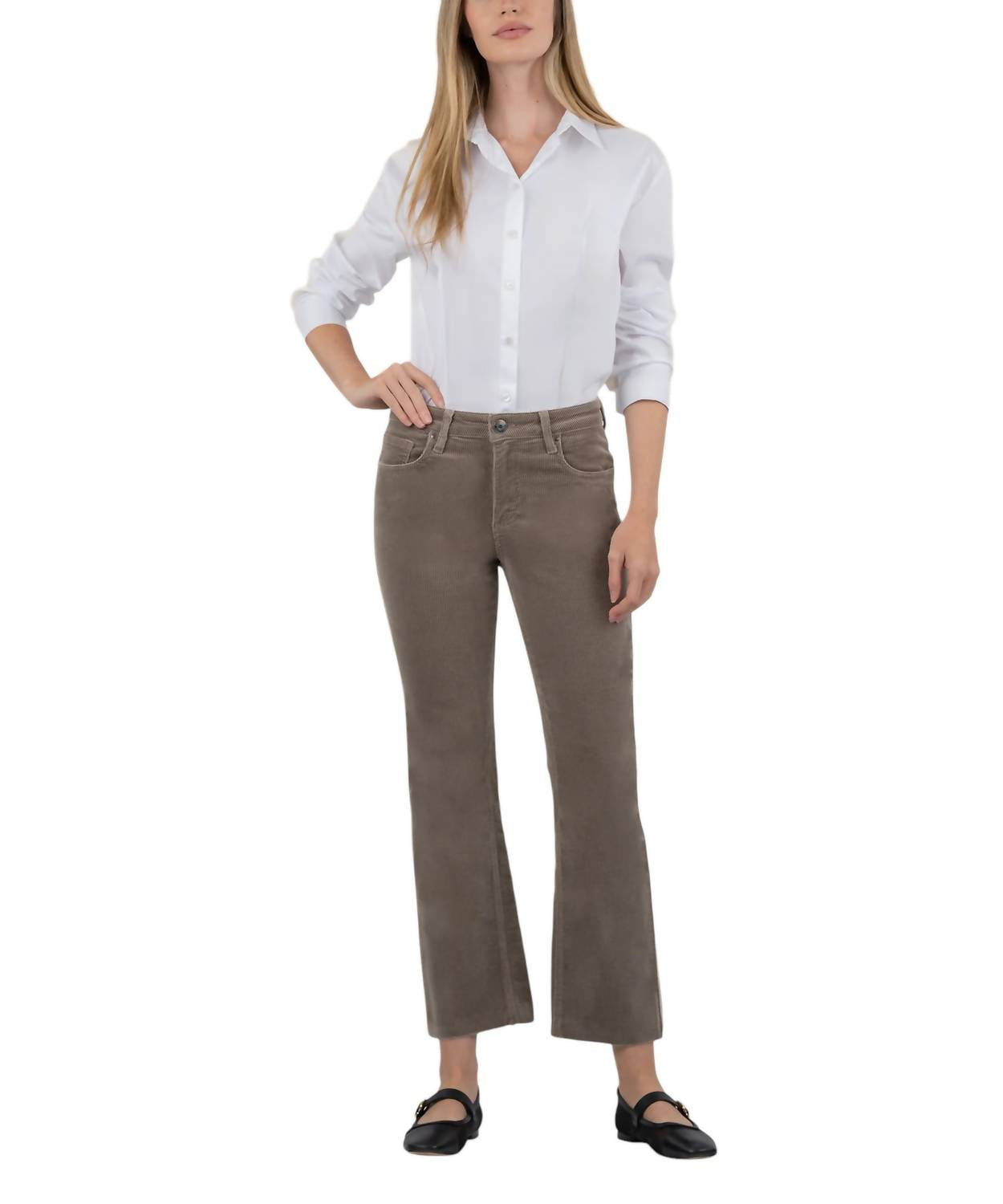 

Брюки Kelsey Corduroy Ankle Flair Inset с вставками цвета розмарина KUT FROM THE KLOTH, цвет rosemary