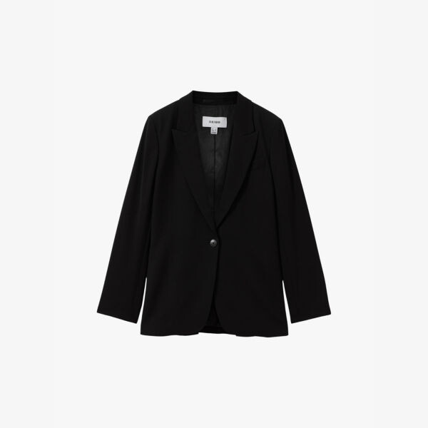

Однобортный блейзер Tansey из эластичной ткани с заостренными лацканами Reiss, черный