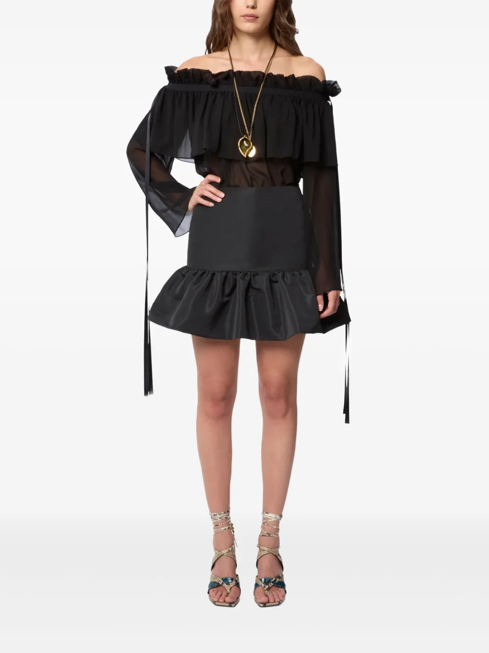 

Юбка мини с баской Nina Ricci, черный