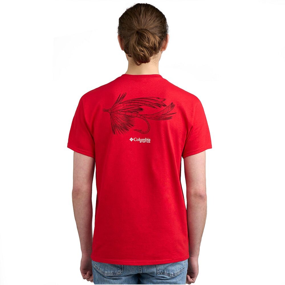 

Мужская футболка с короткими рукавами и рисунком Columbia PFG, цвет Red Lure