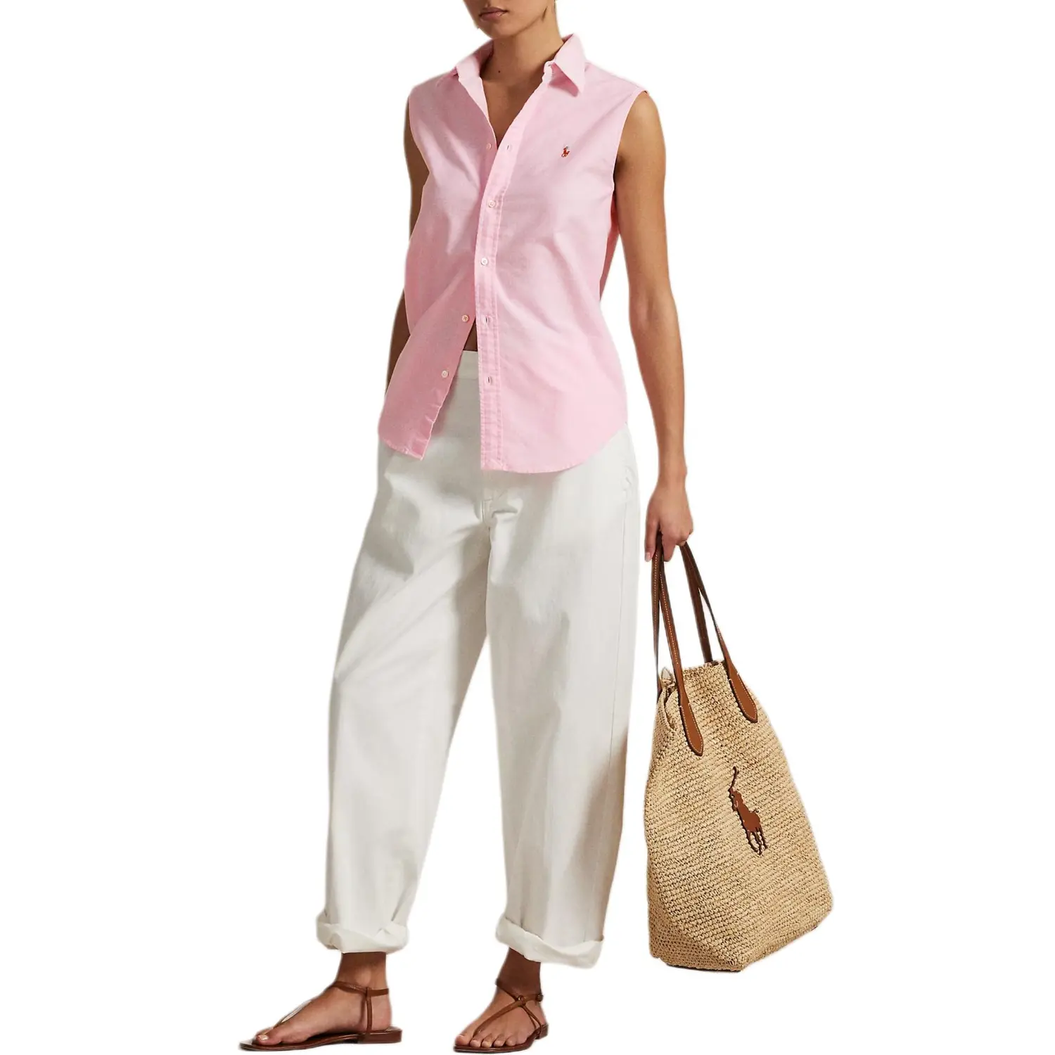 Рубашка Sleeveless Button up Shirt Polo Ralph Lauren, розовый — фото 4