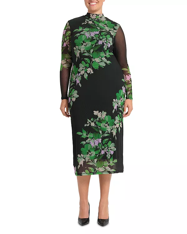 

Платье Фиора с длинными рукавами из сетчатой ткани Estelle Plus, мультиколор