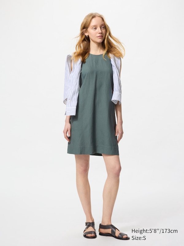 

Мини-Платье из льняной смеси (без рукавов) Uniqlo, зеленый