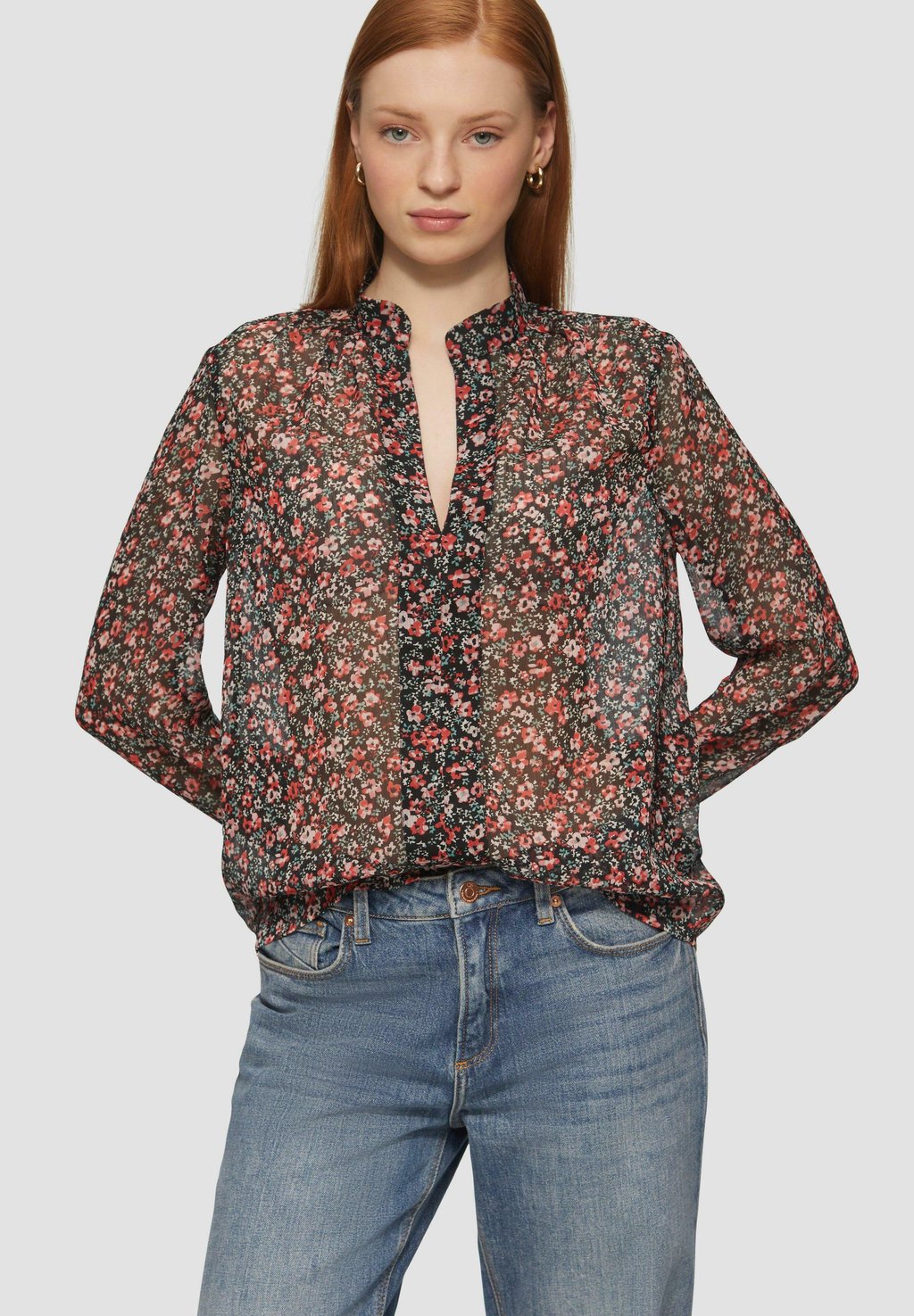 

Блуза LEICHT TRANSPARENTE MIT ALLOVER QS, черный