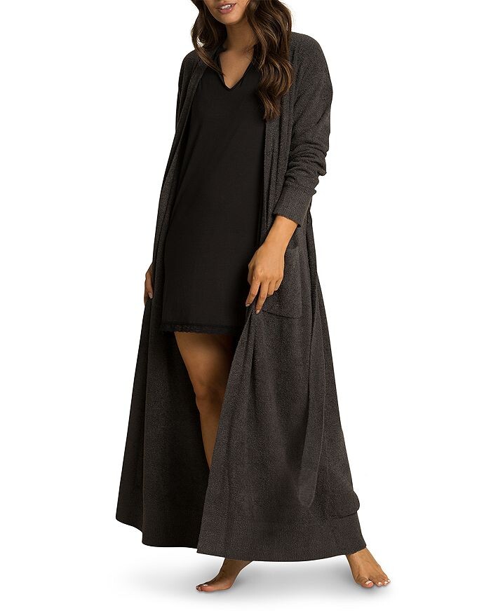 

BAREFOOT DREAMS CozyChic длинный халат в рубчик, серый