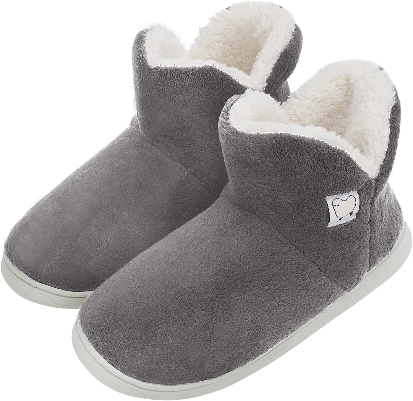 

Женские кашемировые вязаные тапочки-ботильоны на меху, теплые хлопковые стеганые домашние тапочки с противоскользящей подошвой Ipenny, серый