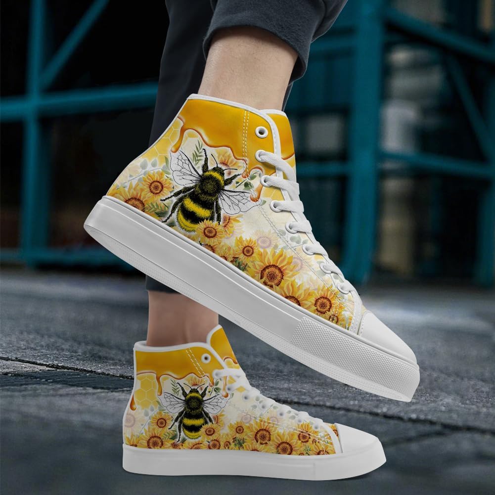 Кеды Chebing Bee высокие на шнуровке из холщовой ткани, повседневная обувь для мужчин и женщин, желтый — фото 2