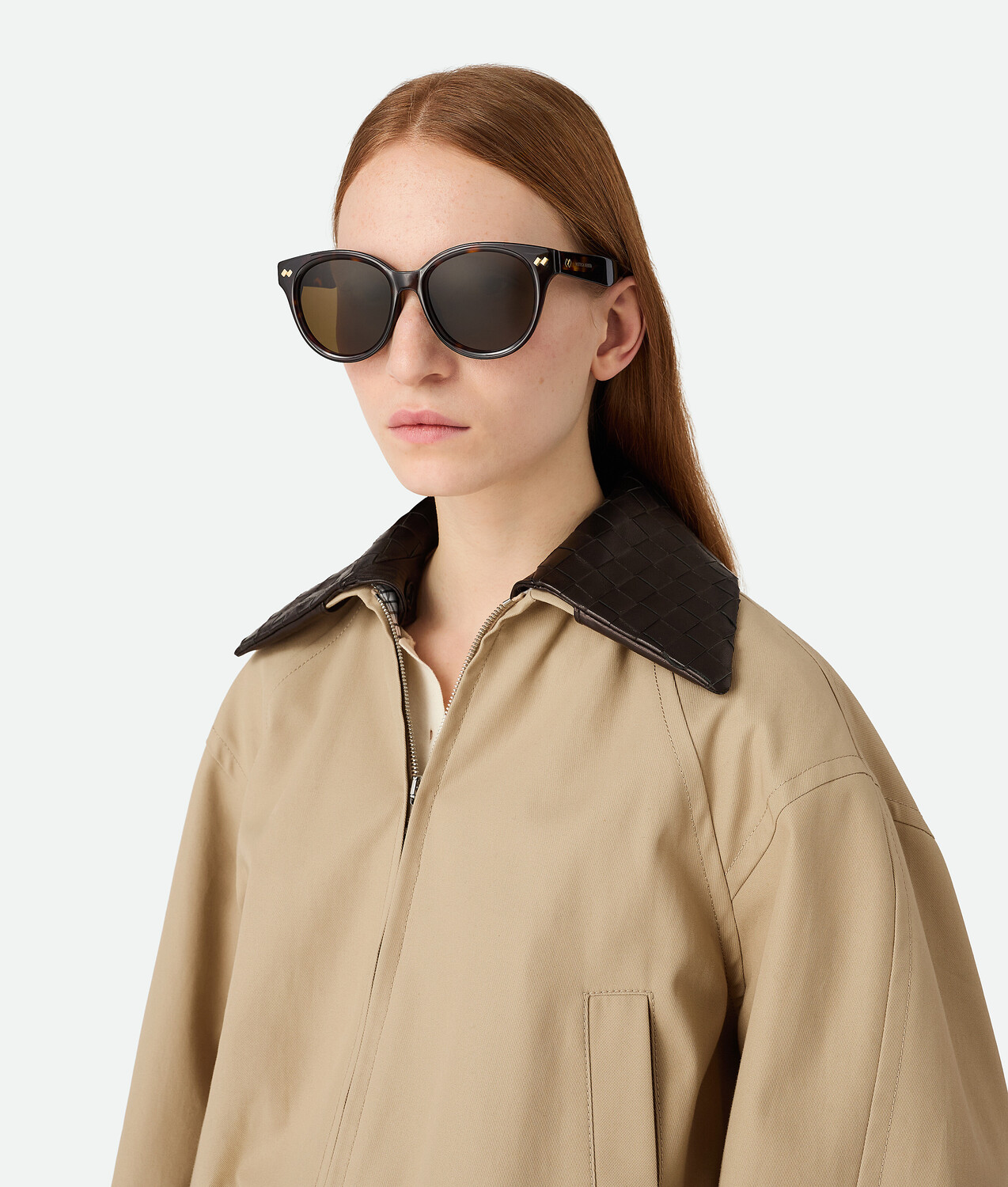 Dizzy round sunglasses BOTTEGA VENETA, коричневый/гавана — фото 2