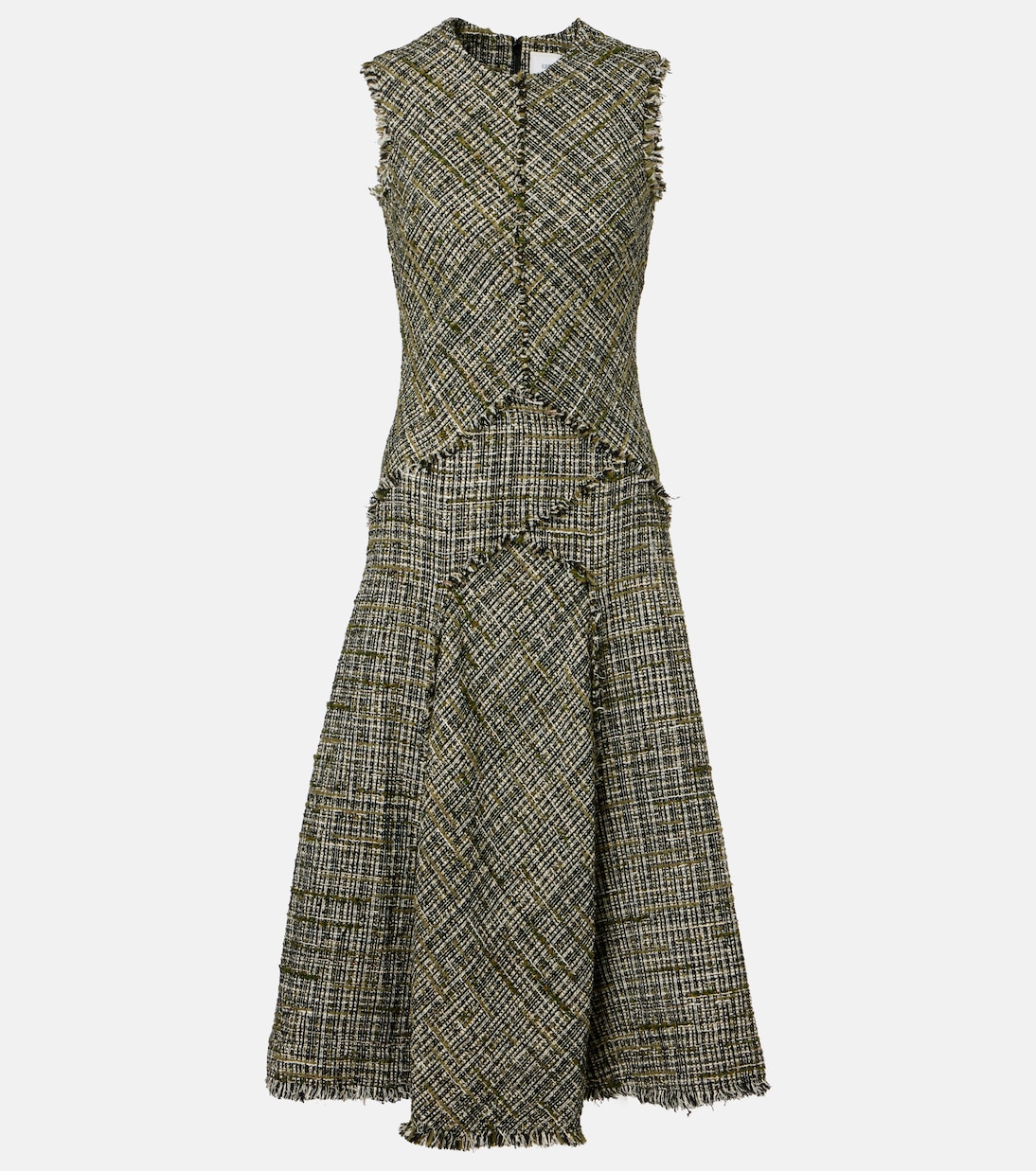 

Платье миди из драпированного твида Erdem, Dark Olive