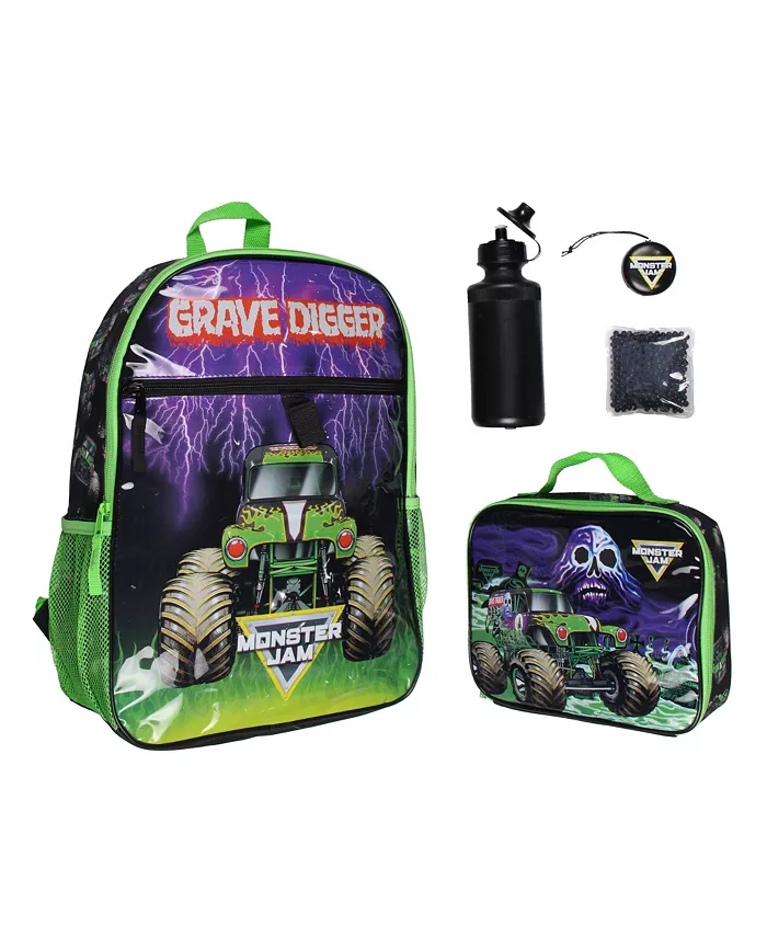 

Набор "Grave Digger Truck" из 5 предметов: рюкзак, ланчбокс, охлаждающий пакет, бутылка для воды, брелок Monster Jam, мультиколор