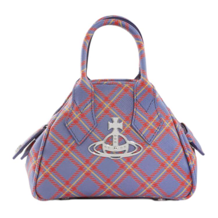 

Vivienne Westwood Полиуретановая женская сумка через плечо Trumpets синего и оранжевого цвета