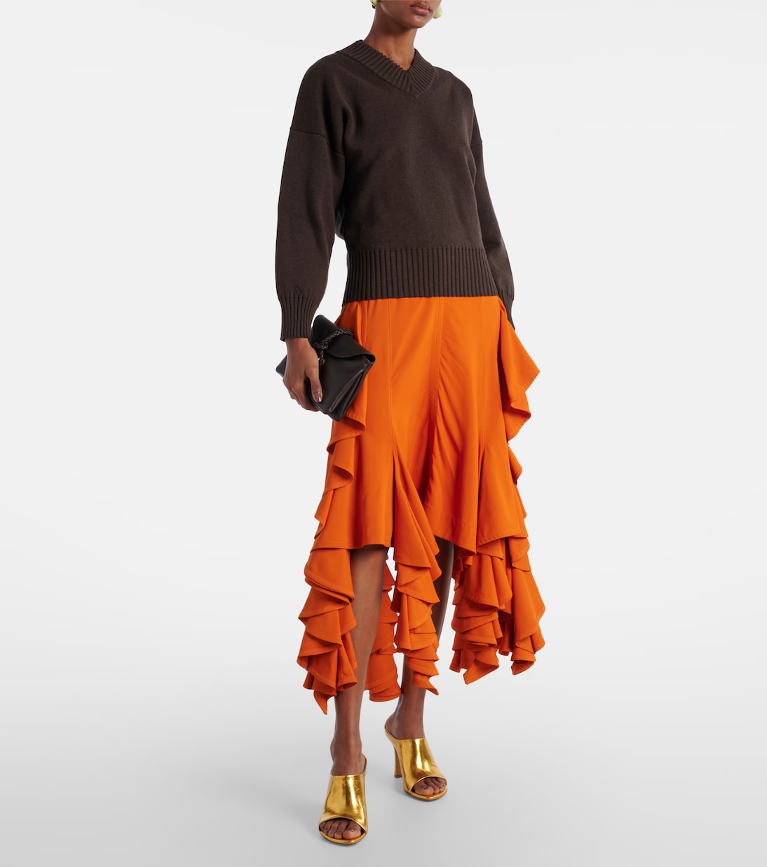 Мулы Rana из металлизированной кожи Bottega Veneta, золотой — фото 3