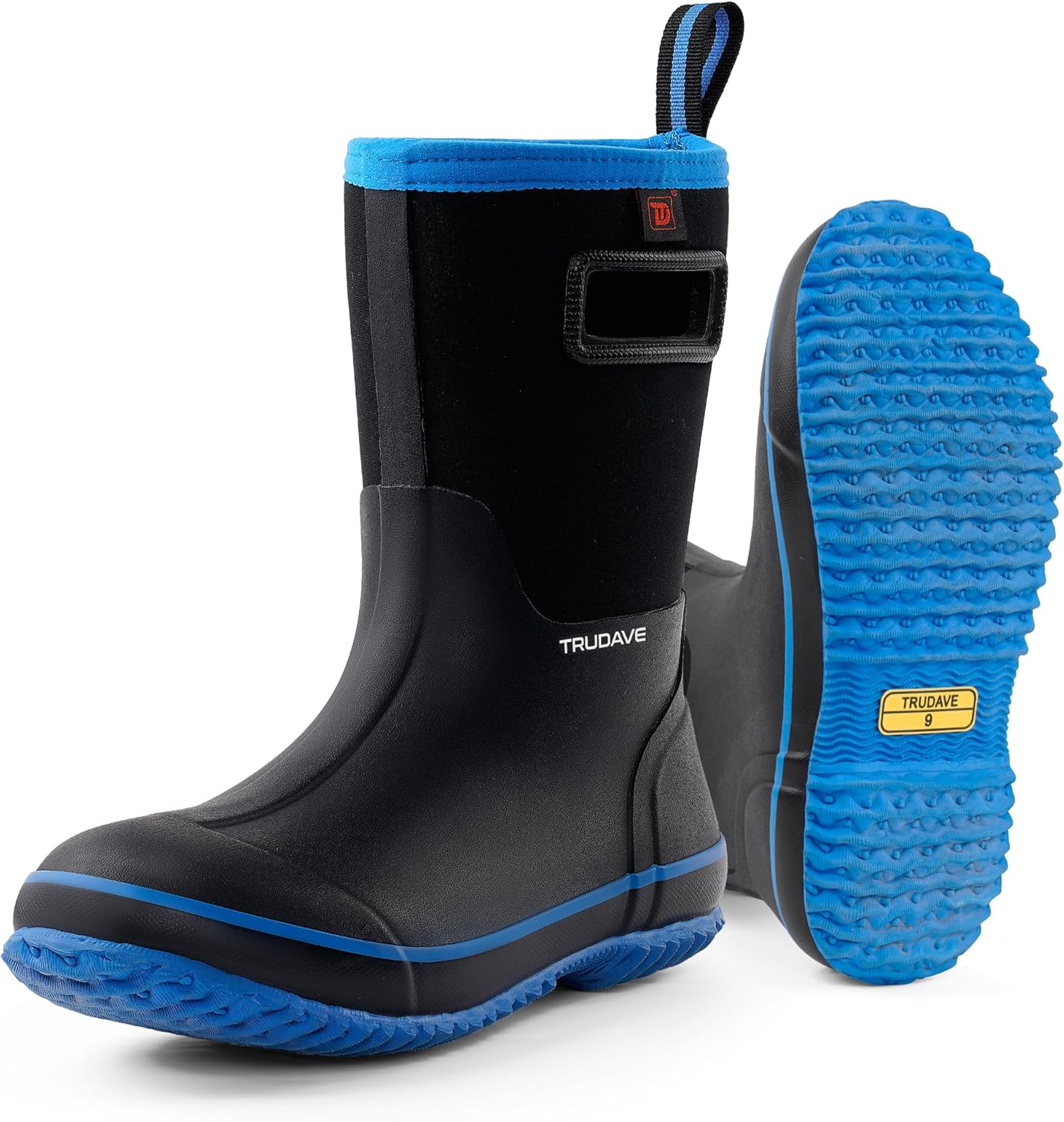 

Резиновые сапоги Trudave для мужчин, теплые водонепроницаемые из неопрена 4,5 мм, утепленные дождевые сапоги до середины голени, всесезонные сапоги для работы на улице и охоты (размер 6-13), синий