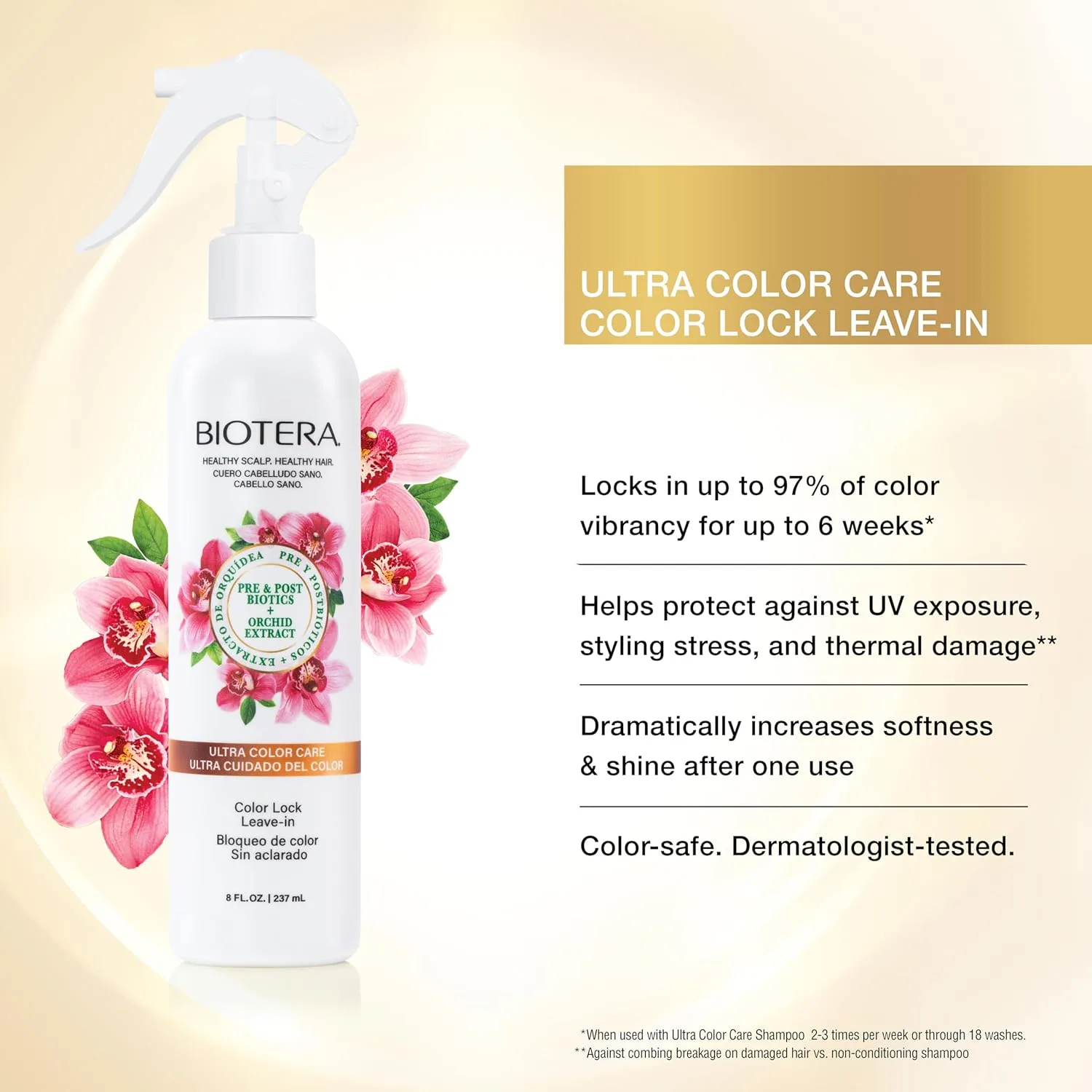 Biotera Ultra Color Care шампунь, кондиционер и несмываемый уход для окрашенных волос, 450 мл — фото 2