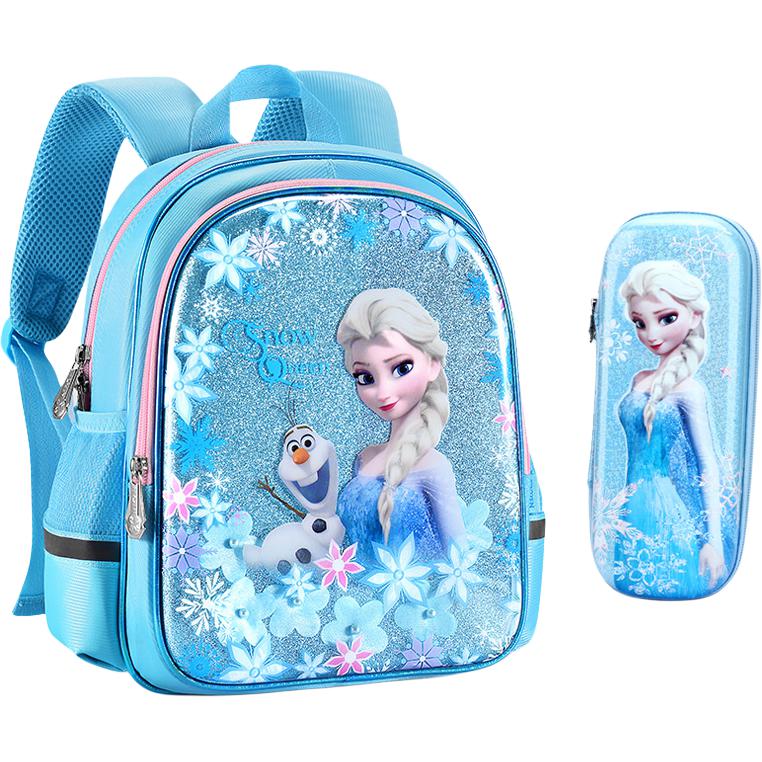 

Disney Сумка рюкзак большой вместимости из полиэстера серии Frozen для детей голубой розовый, [Set]Backpack+Pen Pouch