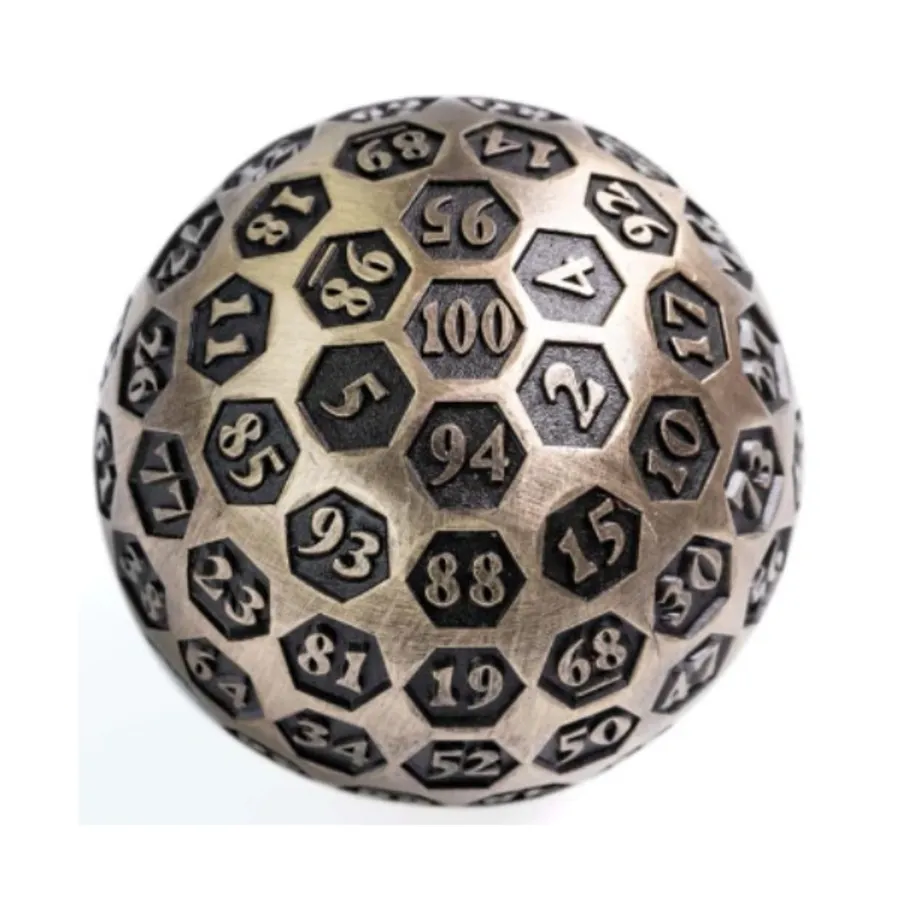 

45мм d100 - Бронза с надписью, Dice Sets - Metal - D100's (Foam Brain Games)