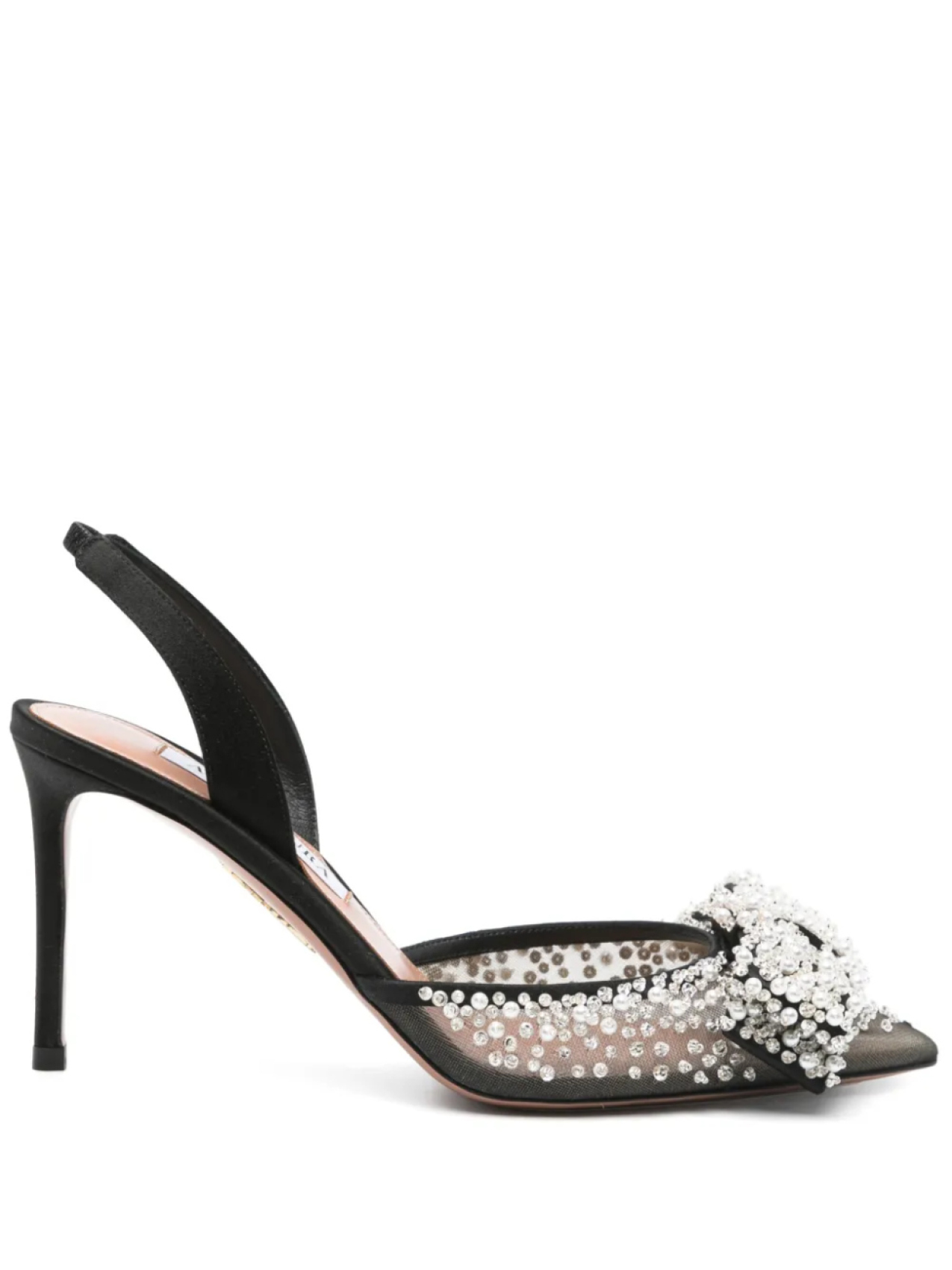 Aquazzura туфли с ремешком на пятке и бантом, черный