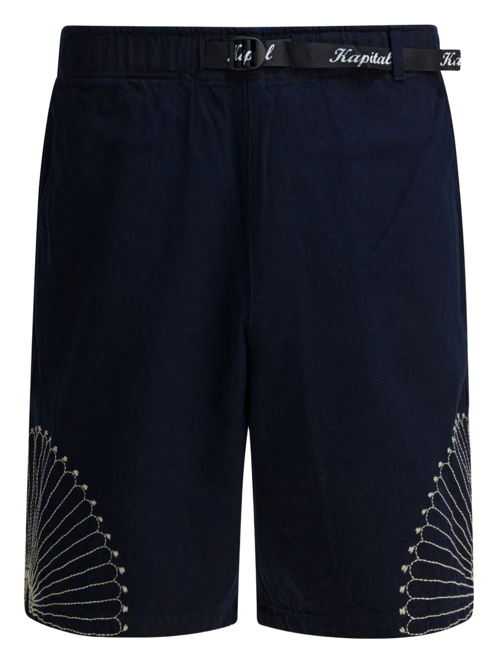 

Брюки с вышивкой и поясом Kapital, синий