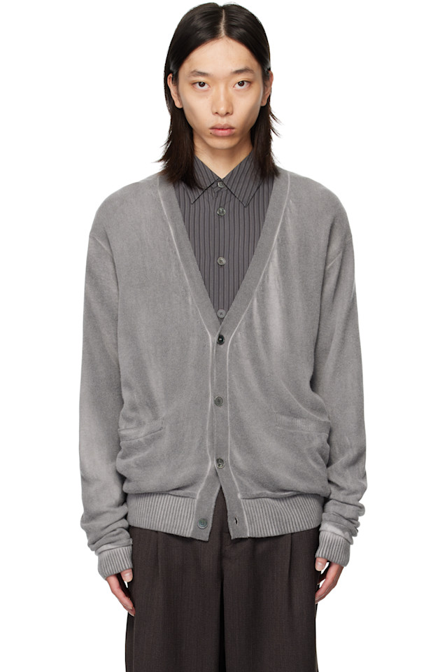 

Our Legacy Серый кардиган с параллельными линиями