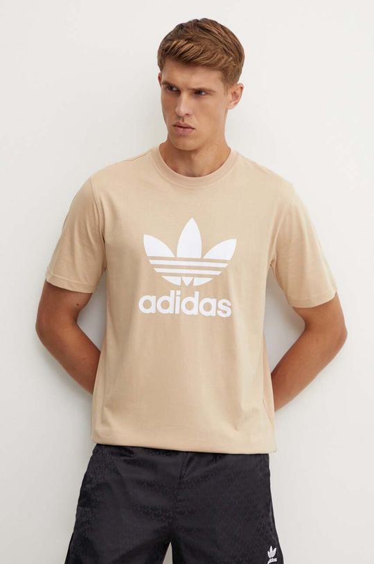 

Хлопковая футболка adidas Originals, бежевый