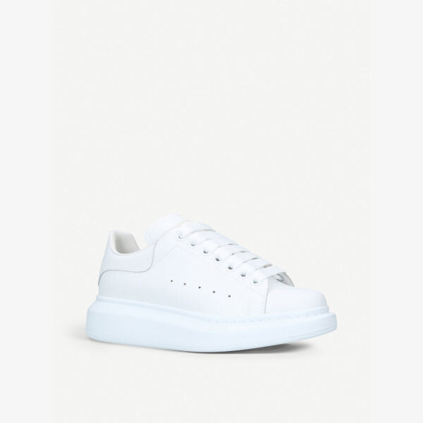 Мужские кожаные кроссовки на платформе для показа Alexander Mcqueen, белый — фото 3