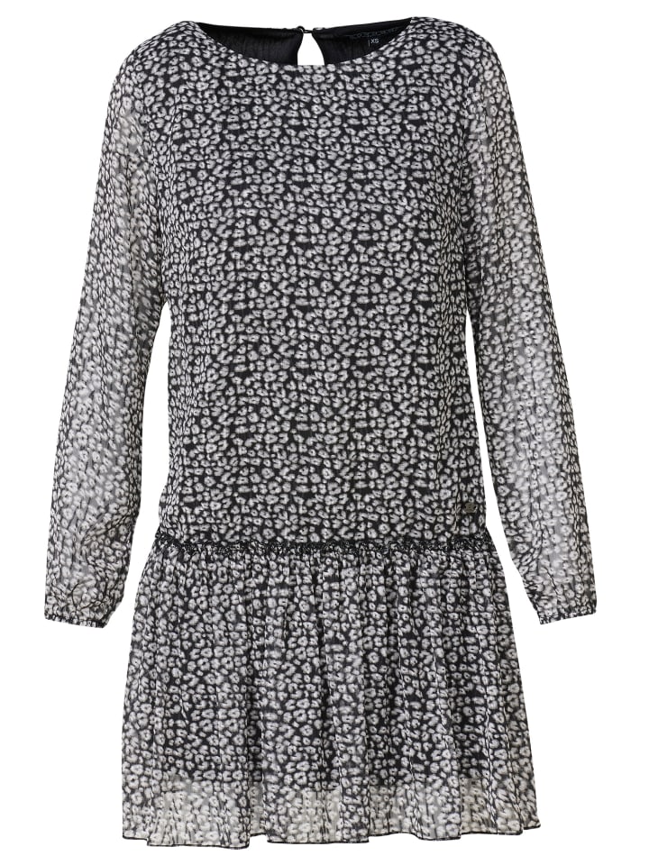 

KOROSHI Короткое мини-платье с принтом и длинными рукавами, ЧЕРНОГО цвета