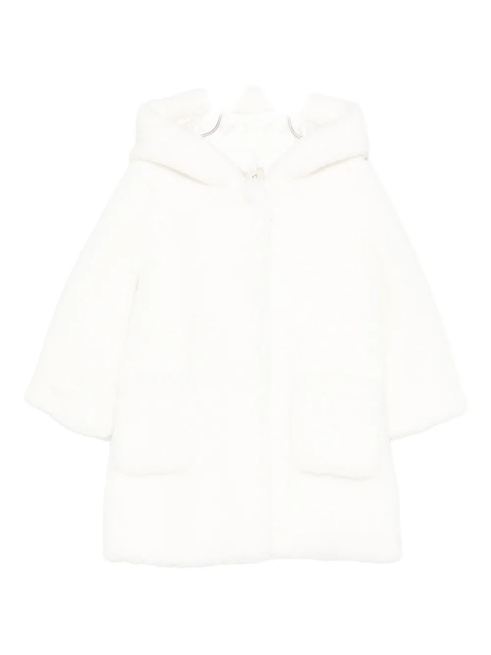 

Пальто с капюшоном и накладными карманами Twinset Kids, белый
