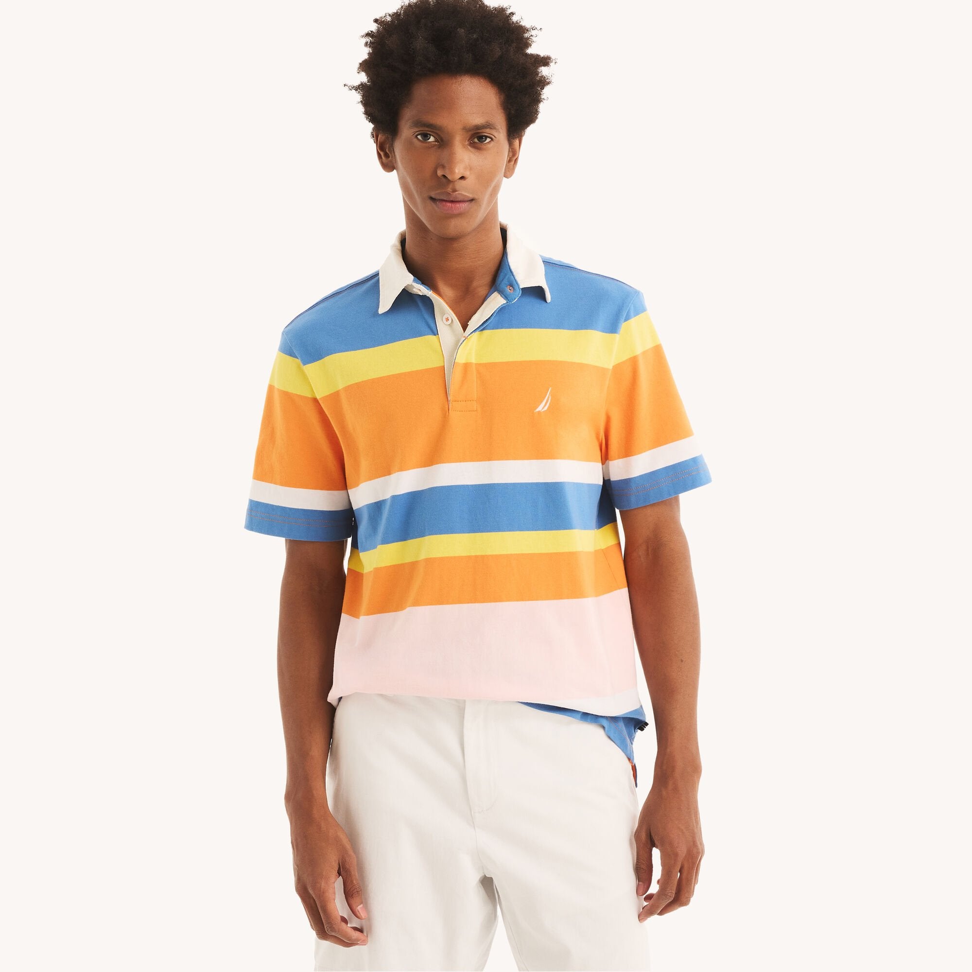 

Поло для регби Nautica Sustainably Crafted Classic Fit Striped, цвет coastguard orange