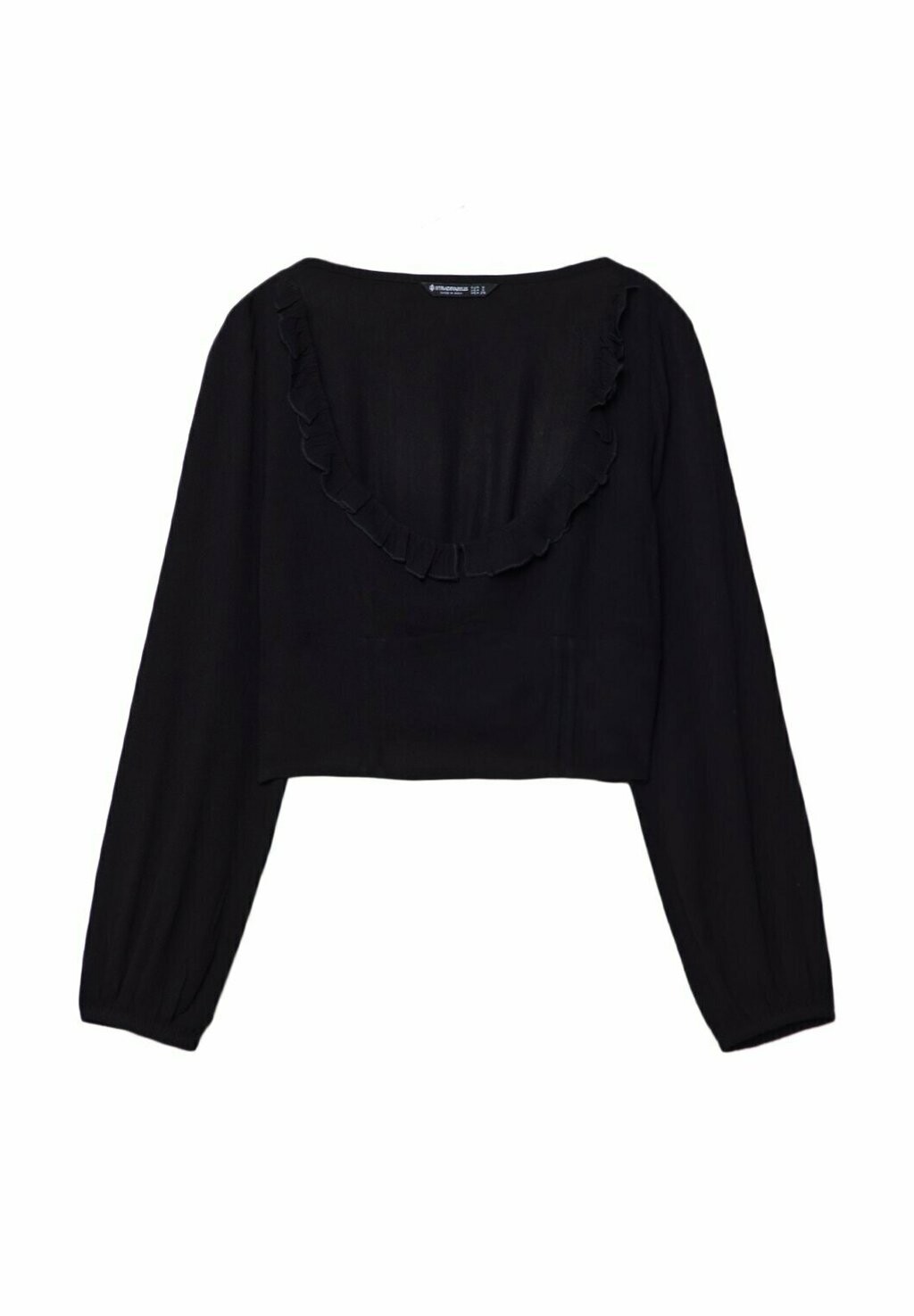 

Блуза RUFFLED CROP Stradivarius, черный
