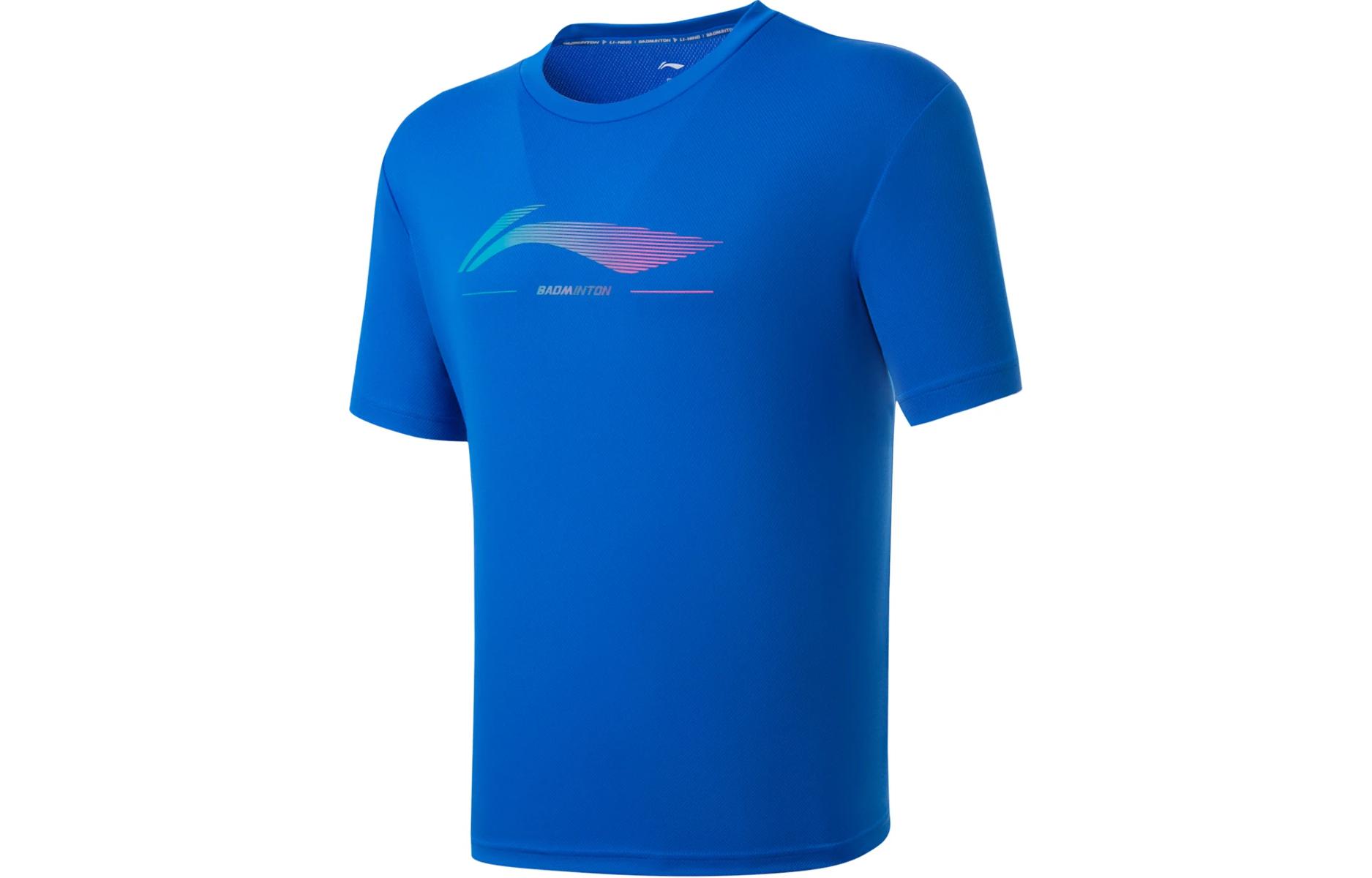 

LINING Футболка с рукавом реглан серии Badminton, унисекс, crystal blue