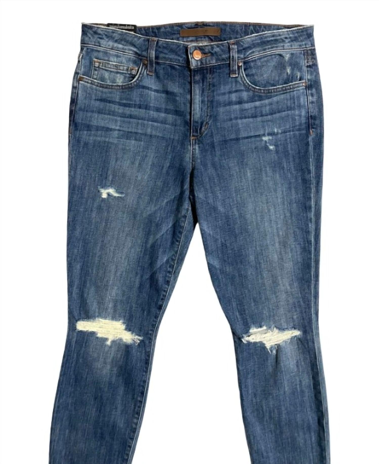 

Женские рваные джинсы Ava Skinny Ankle Jeans с эффектом потертости синего цвета JOE'S Jeans