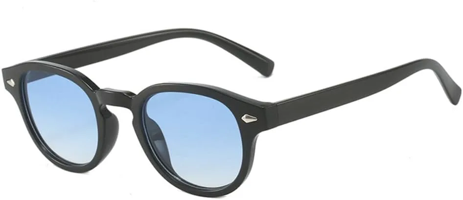 

Мужские солнцезащитные очки овальной формы с заклепками, прозрачные градиентные линзы, защита от ультрафиолета UV400 для женщин UYPTK, Black Blue Gradient