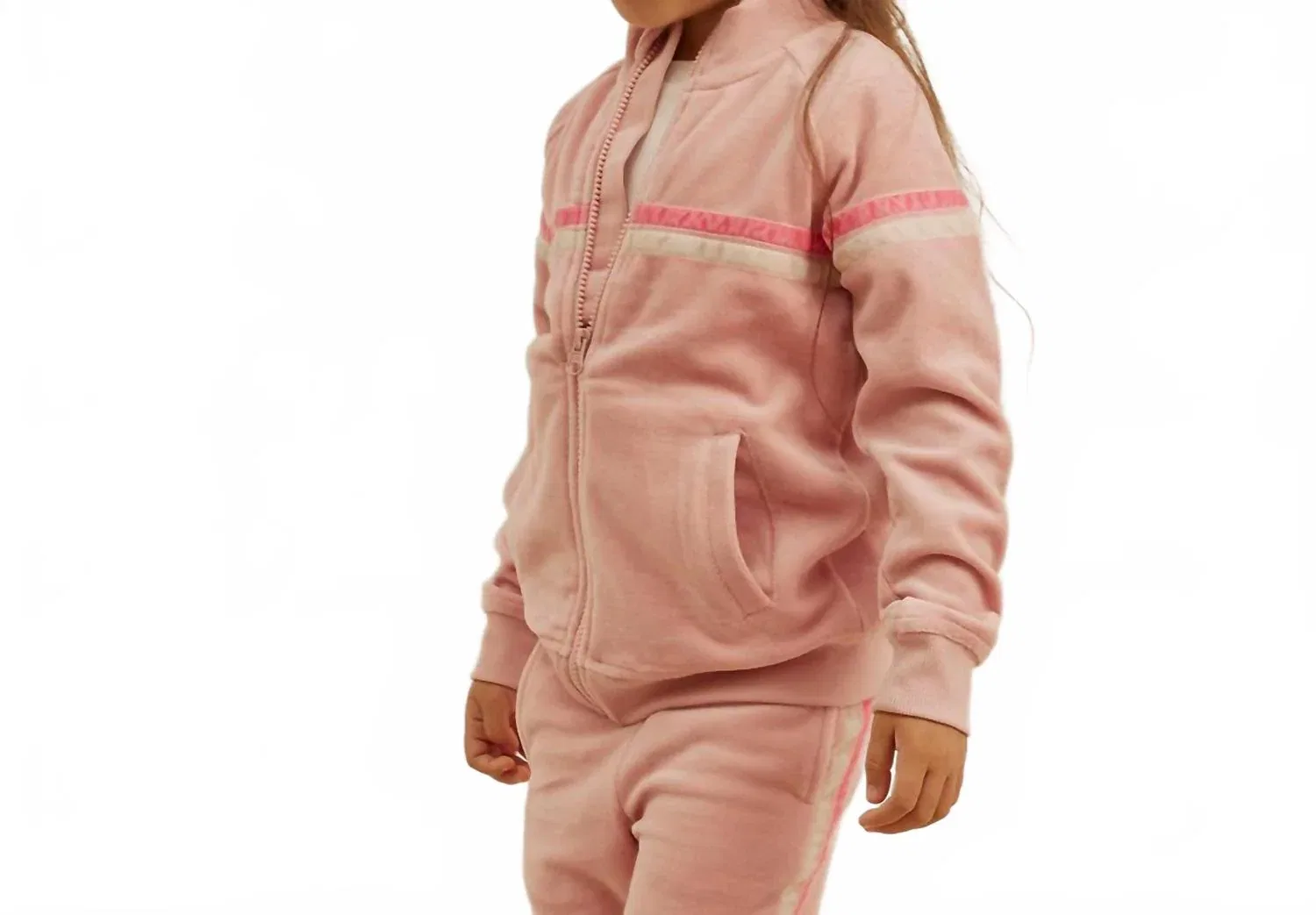 Miles the Label Детская велюровая спортивная куртка розового цвета "Mils Pink" — фото 2