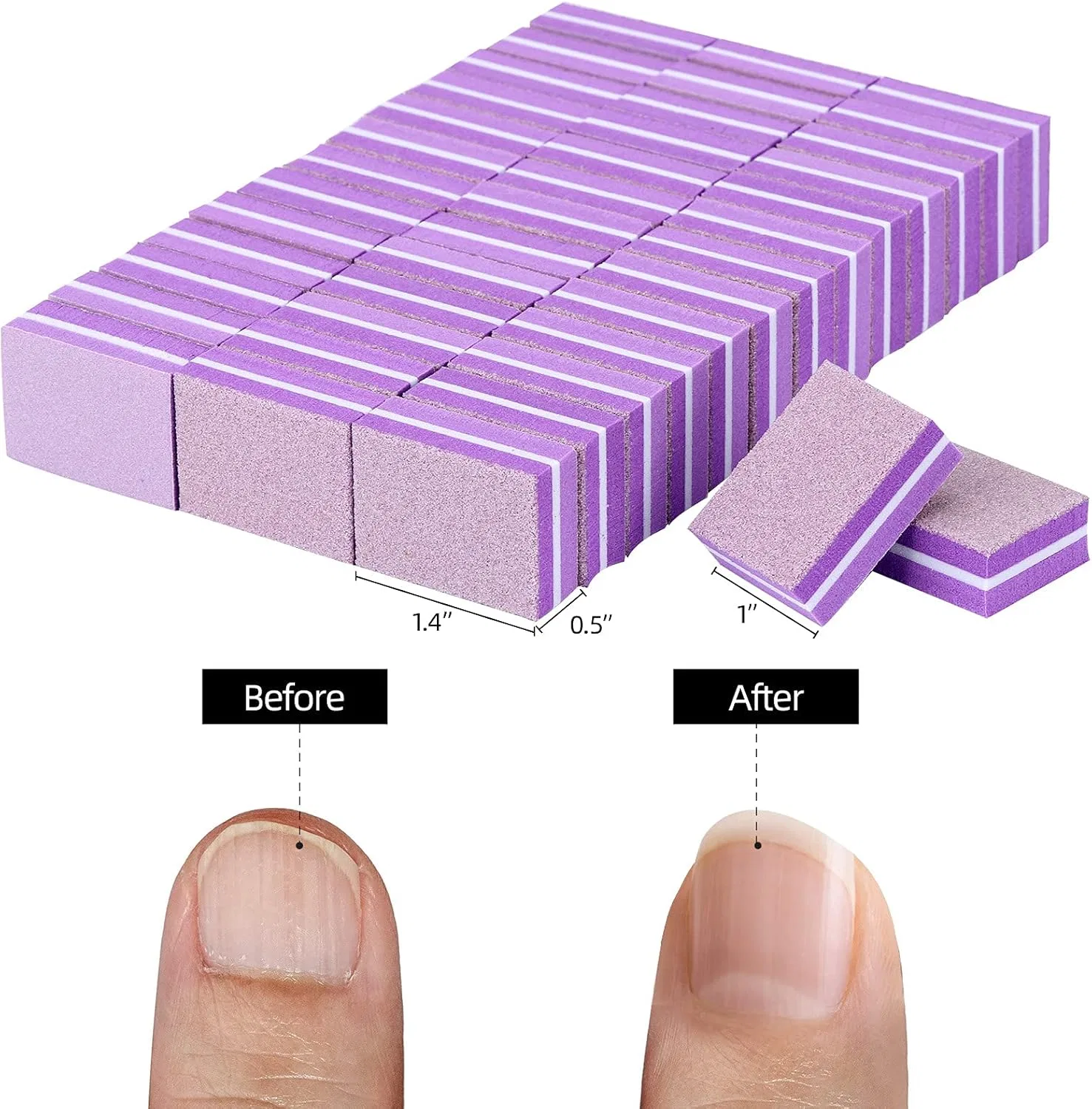 Мини-бафы для ногтей 180/100 грит, фиолетовые, 100 шт. Acdesign — фото 2