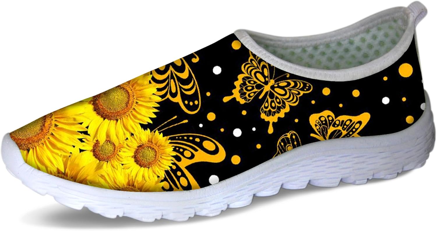 

Мужские кроссовки Forchrinse Green Palm Leaves, легкие, без шнурков, дышащие, для работы, спортзала и путешествий, Sunflower Butterfly