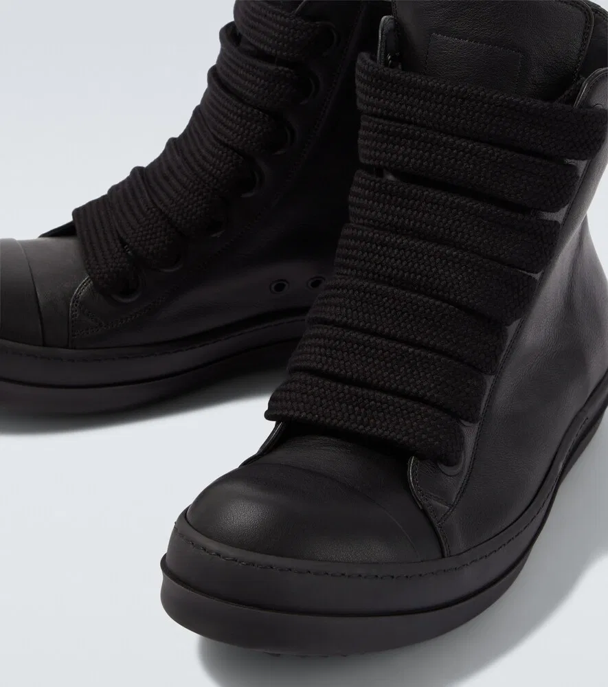 Высокие кожаные кроссовки Jumbolace Rick Owens, черный — фото 3