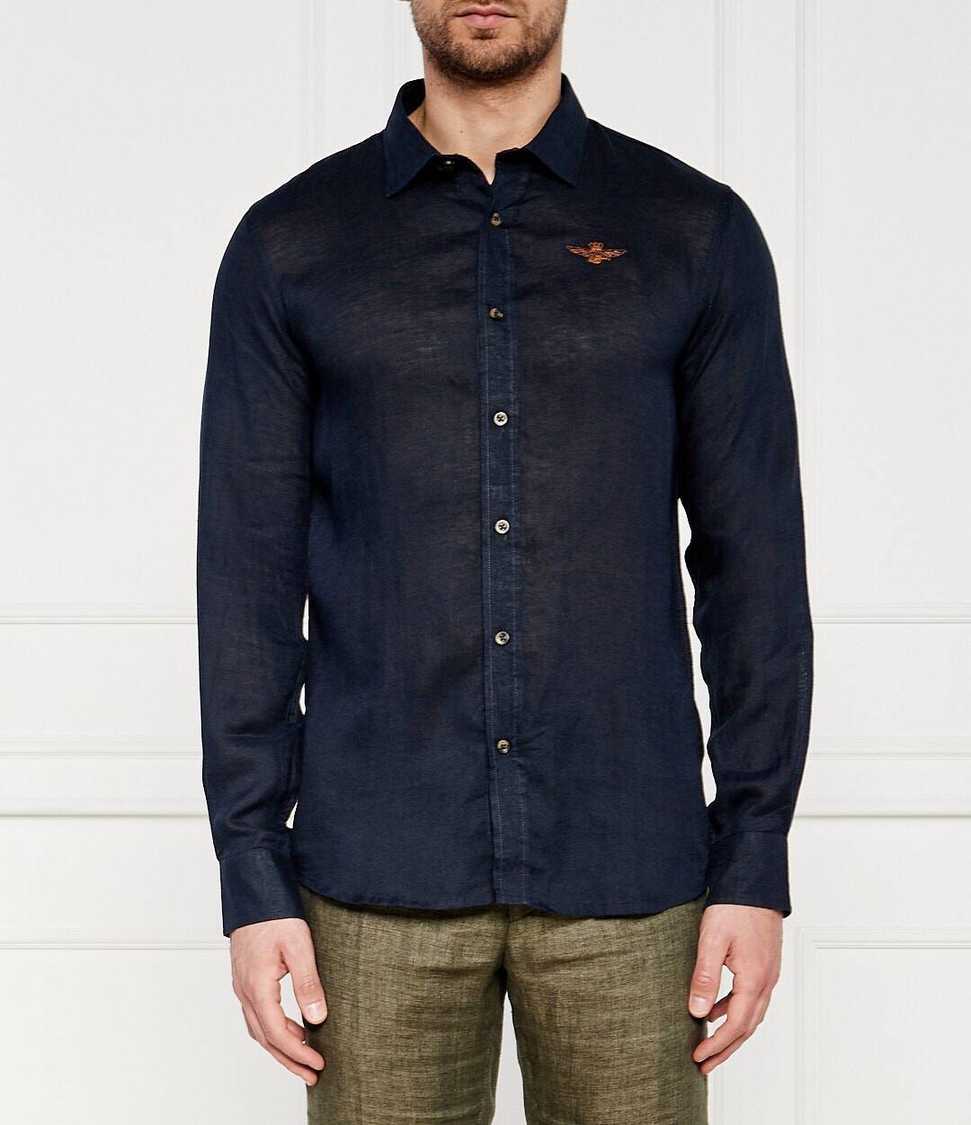 

Льняная рубашка Aeronautica Militare CAMICIA Regular Fit, темно-синий