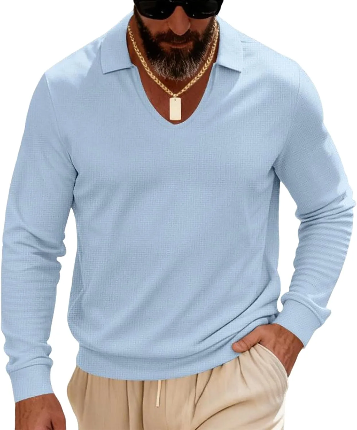 

Мужской свитер с длинным рукавом и воротником-лацканом