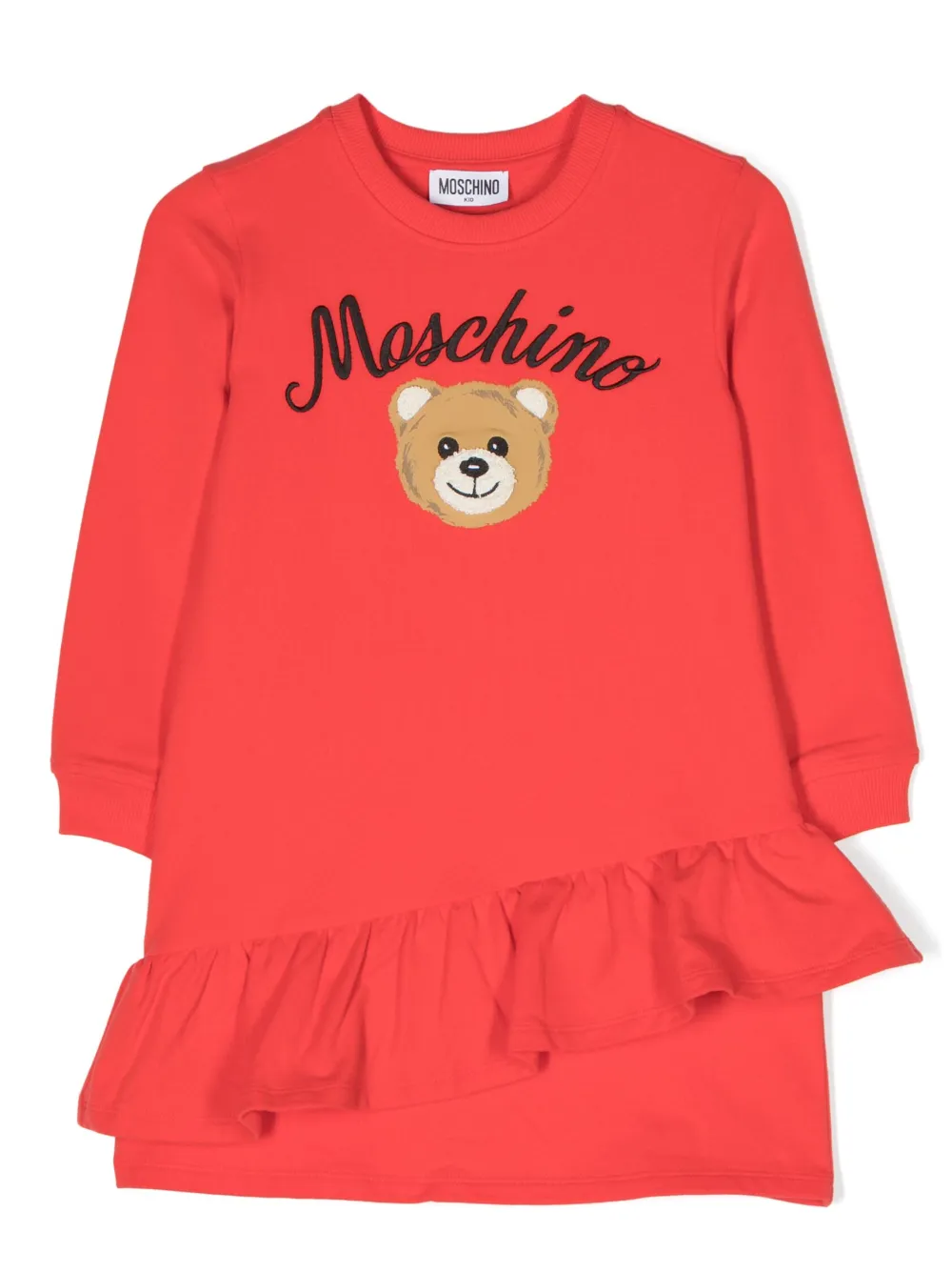

Платье с оборками и вышитым логотипом Moschino Kids, красный