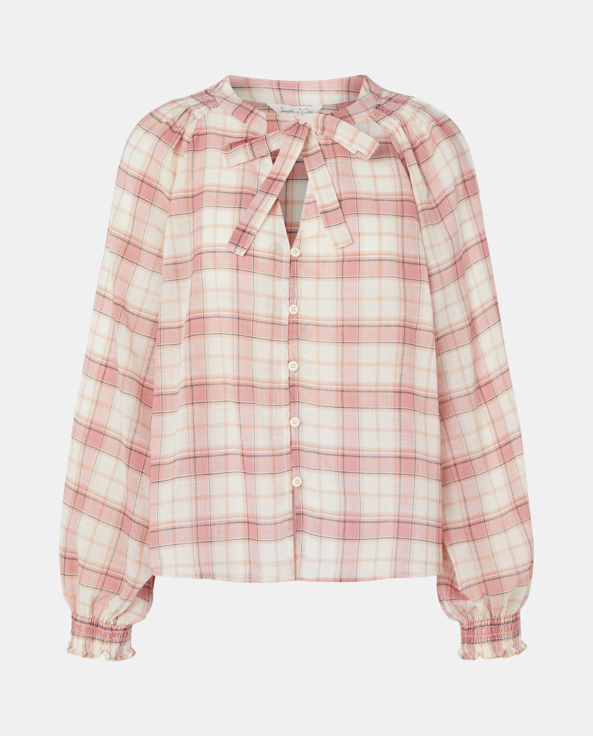 

Женская блузка с клетчатой полоской Southern Cotton, розовый