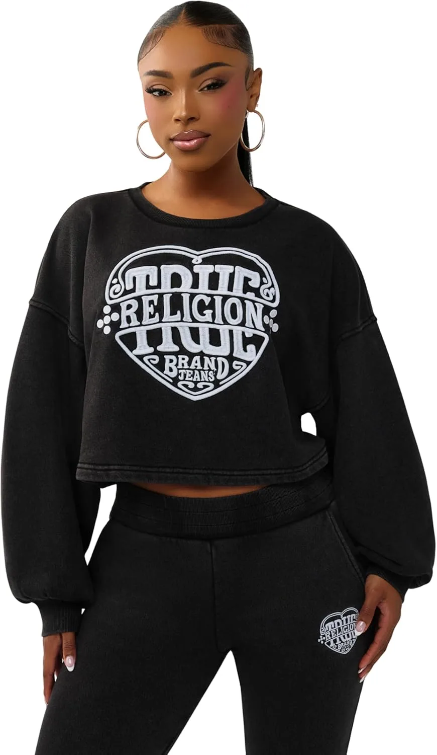 

True Religion Washed Heritage Dolman Pullover для женщин — премиальный мягкий хлопок