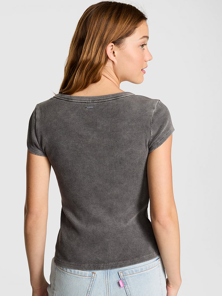 

Винтажная ребристая футболка с круглым вырезом Pink, pure black, Черный, Винтажная ребристая футболка с круглым вырезом Pink, pure black