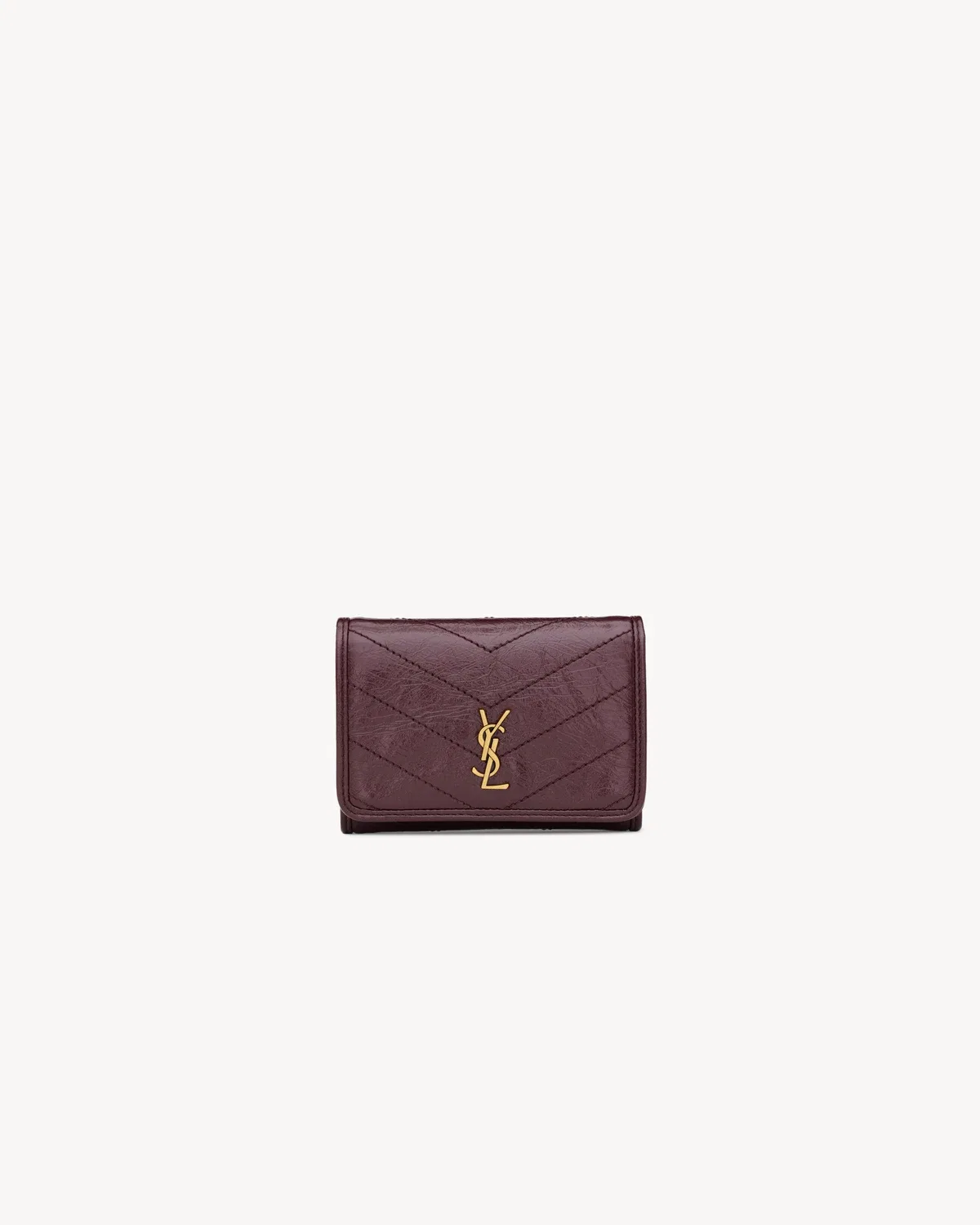 Ультратонкий тройной кошелек NIKI из винтажной кожи SAINT LAURENT, бордовый