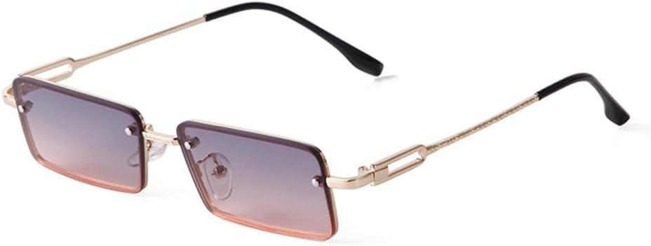 

LVTFCO Модные винтажные солнцезащитные очки маленького размера для женщин и мужчин, ретро, ​​трендовые, с градиентными линзами, металлические прямоугольные солнцезащитные очки, C4