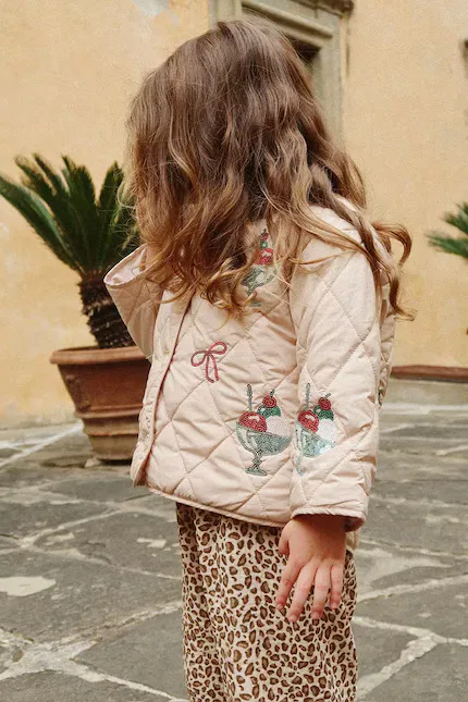 Куртка короткая с пайетками Flora Sequin Jacket Konges Sløjd, розовый