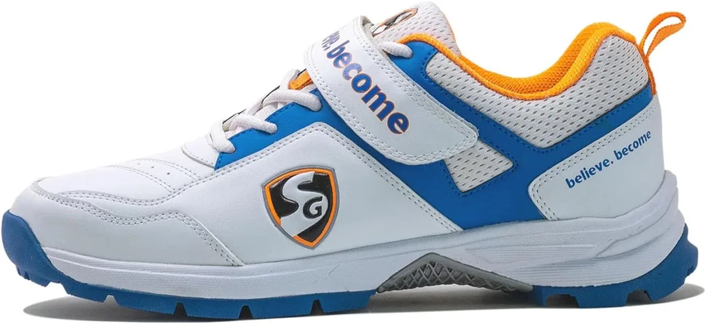 Резиновые крикетные кроссовки SG Century 6.0, White, Royal Blue, Orange